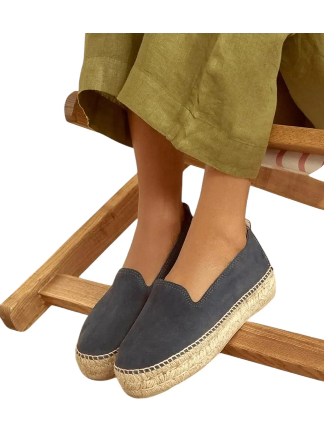 Women's Double Sole Espadrilles In Patriot Blue Suede
