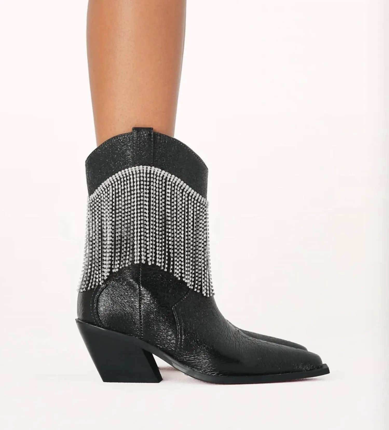 Women's Elton Boots In Black Crinkle Diamante
