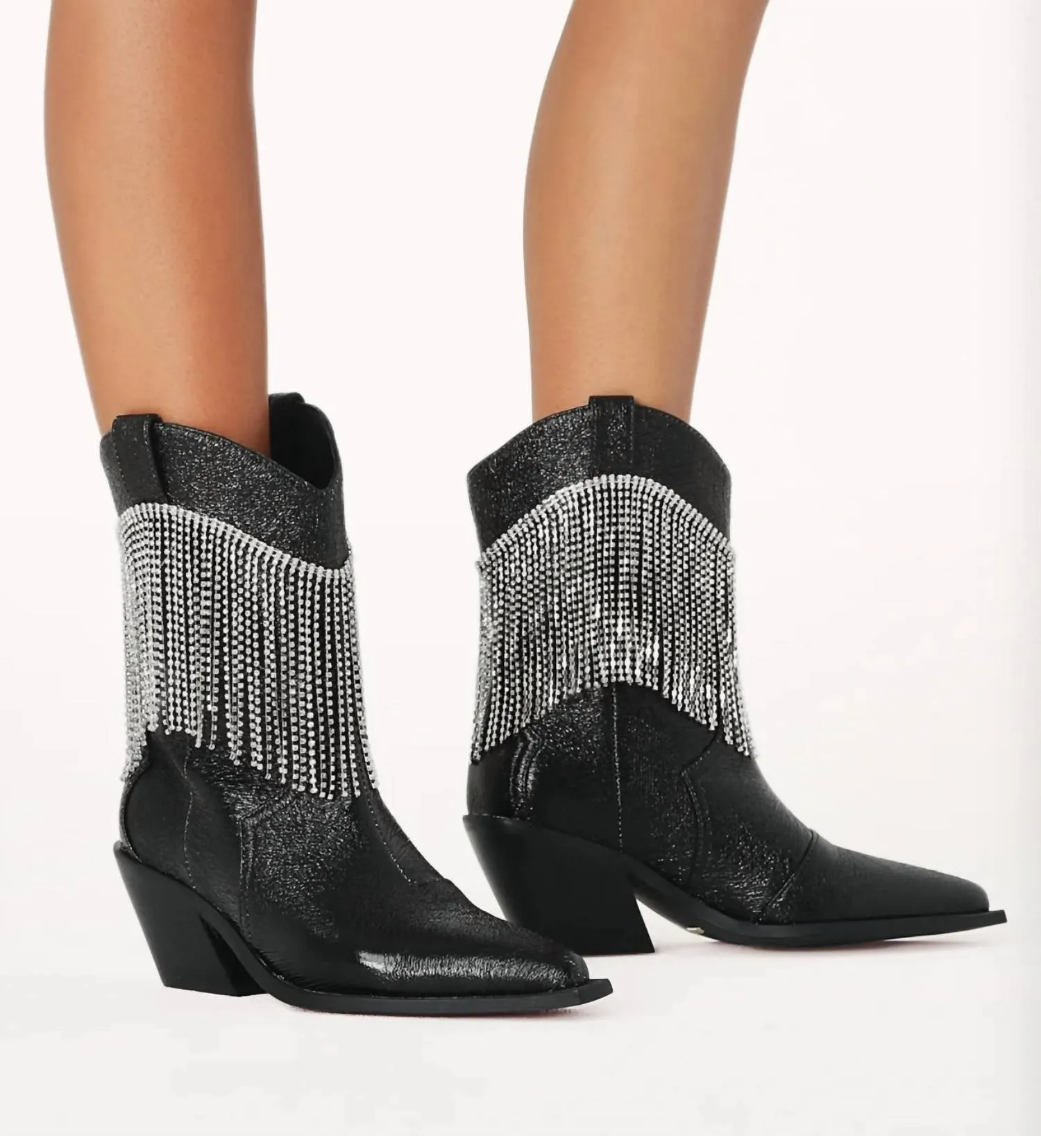 Women's Elton Boots In Black Crinkle Diamante