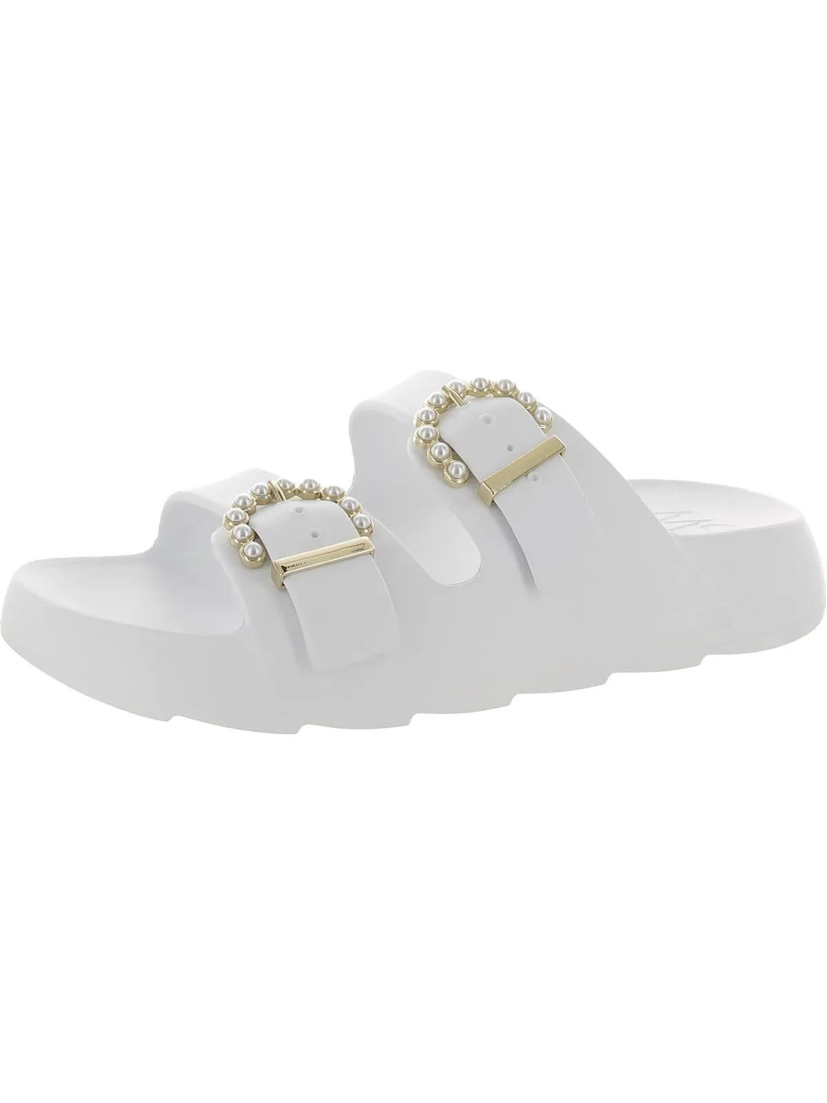 Womens Embellished Buckle Slide Sandals