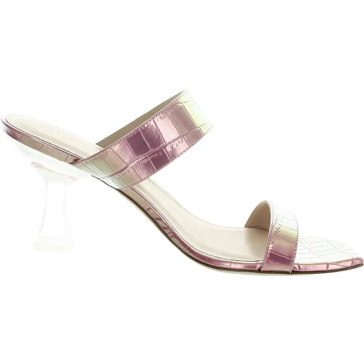 Womens Embossed Leather Slide