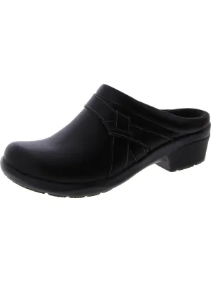 Womens Faux Leather Slip-On Clogs
