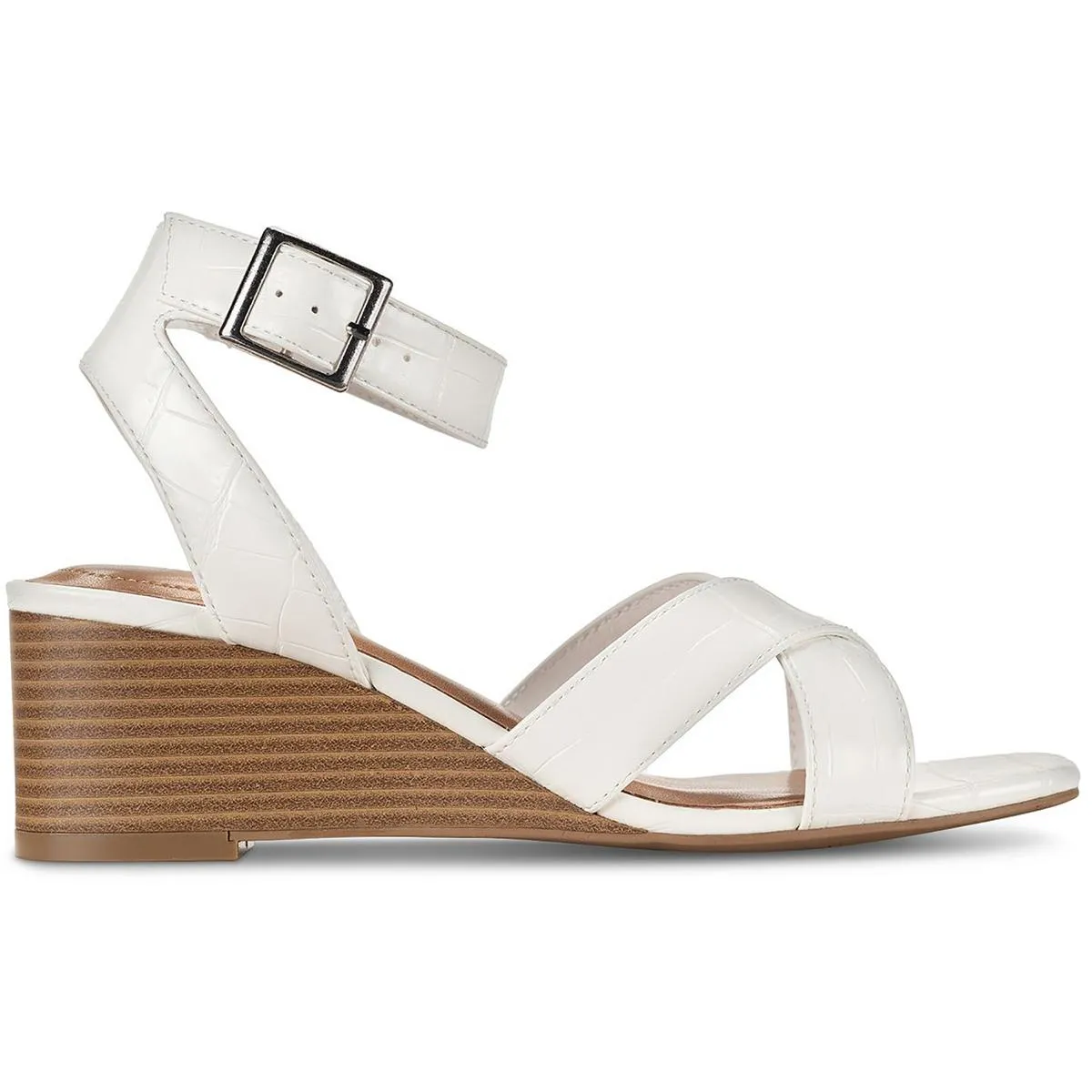Womens Faux Leather Wedge Sandals