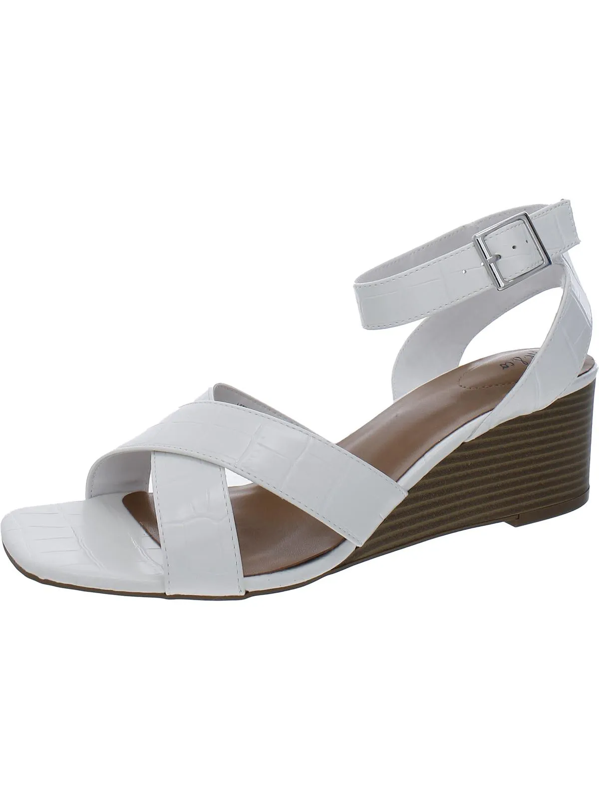 Womens Faux Leather Wedge Sandals