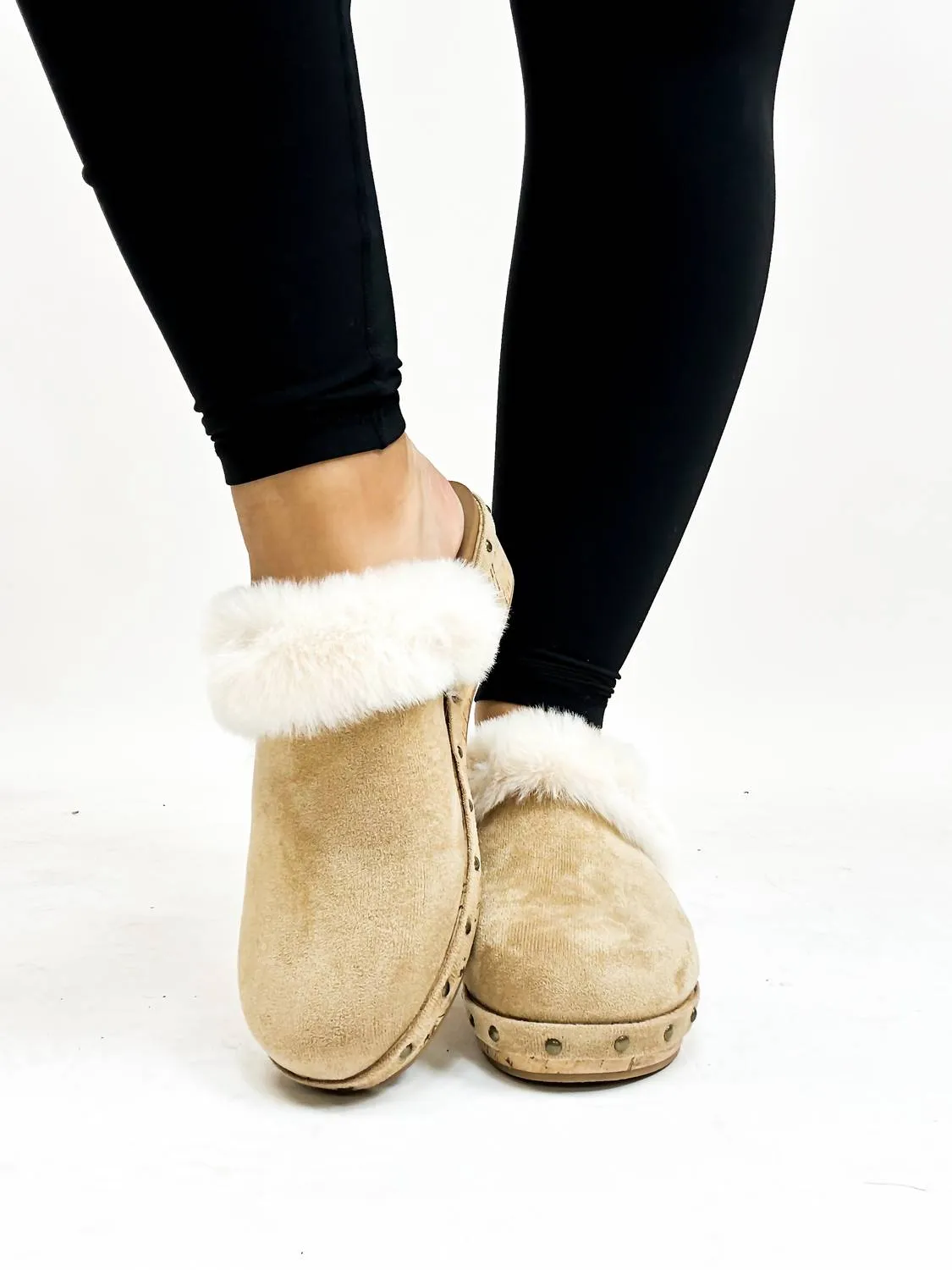 Women's Faux Suede Just Fur Fun Shoes In Camel