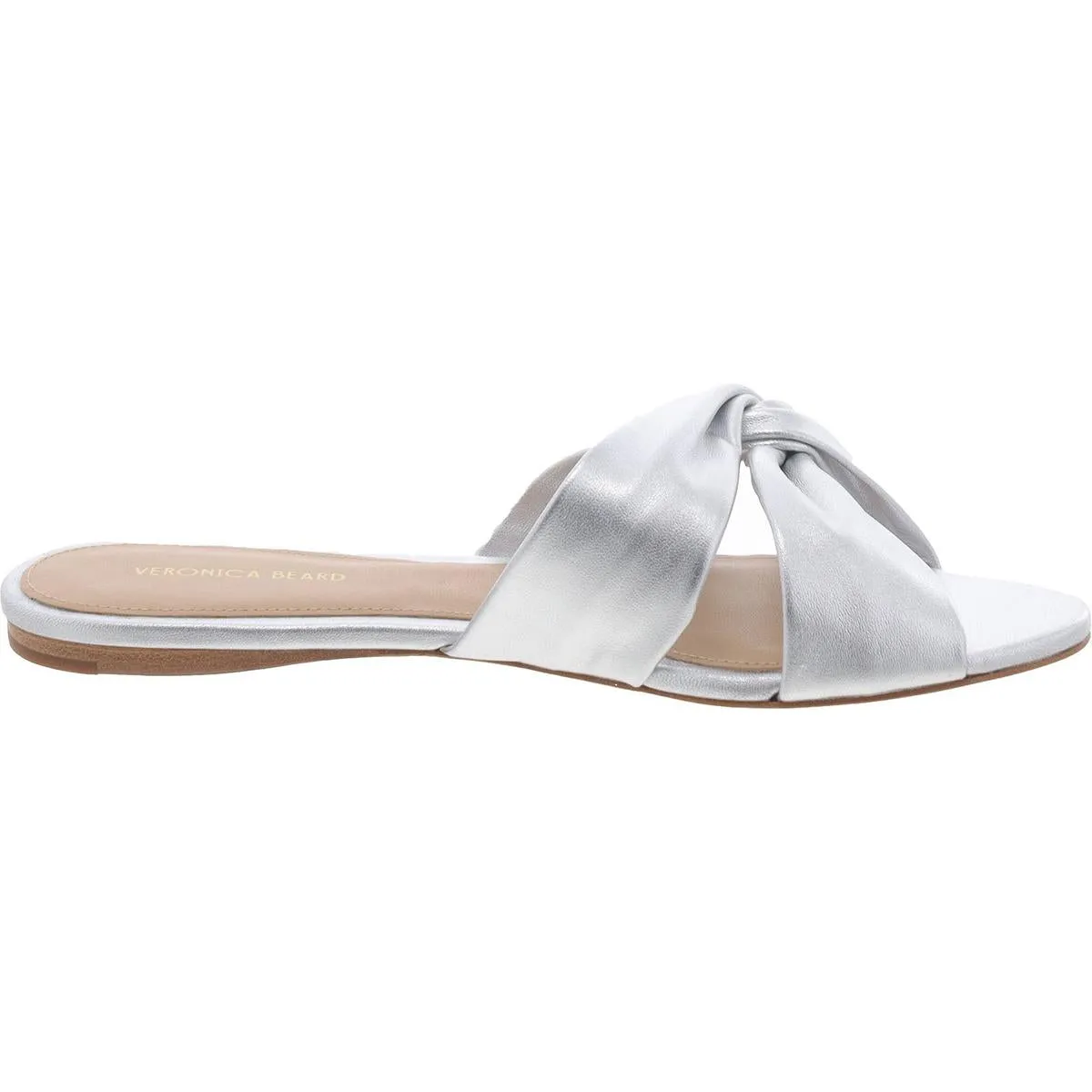 Womens Leather Flat Slide Sandals