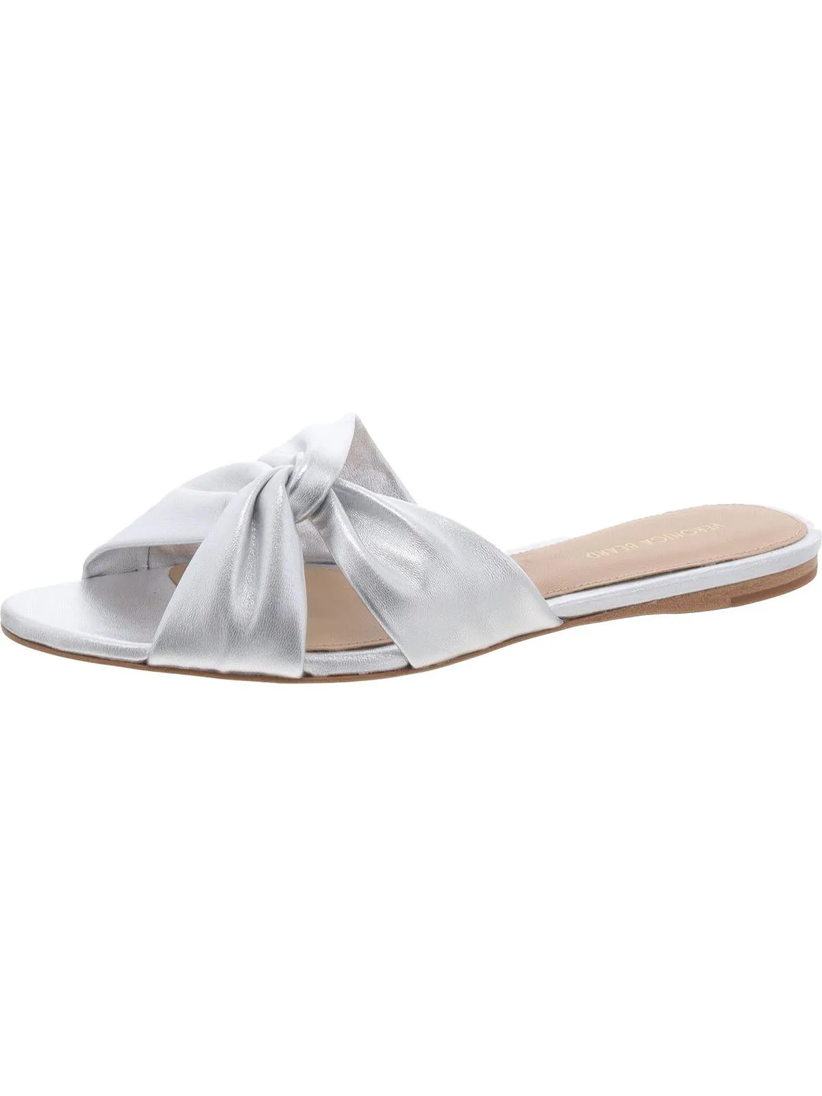 Womens Leather Flat Slide Sandals