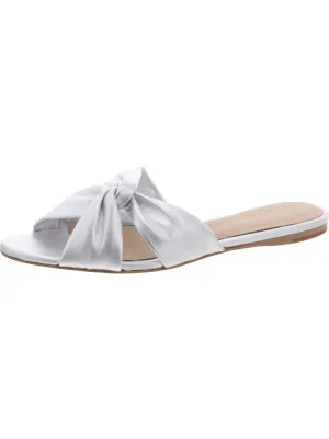 Womens Leather Flat Slide Sandals