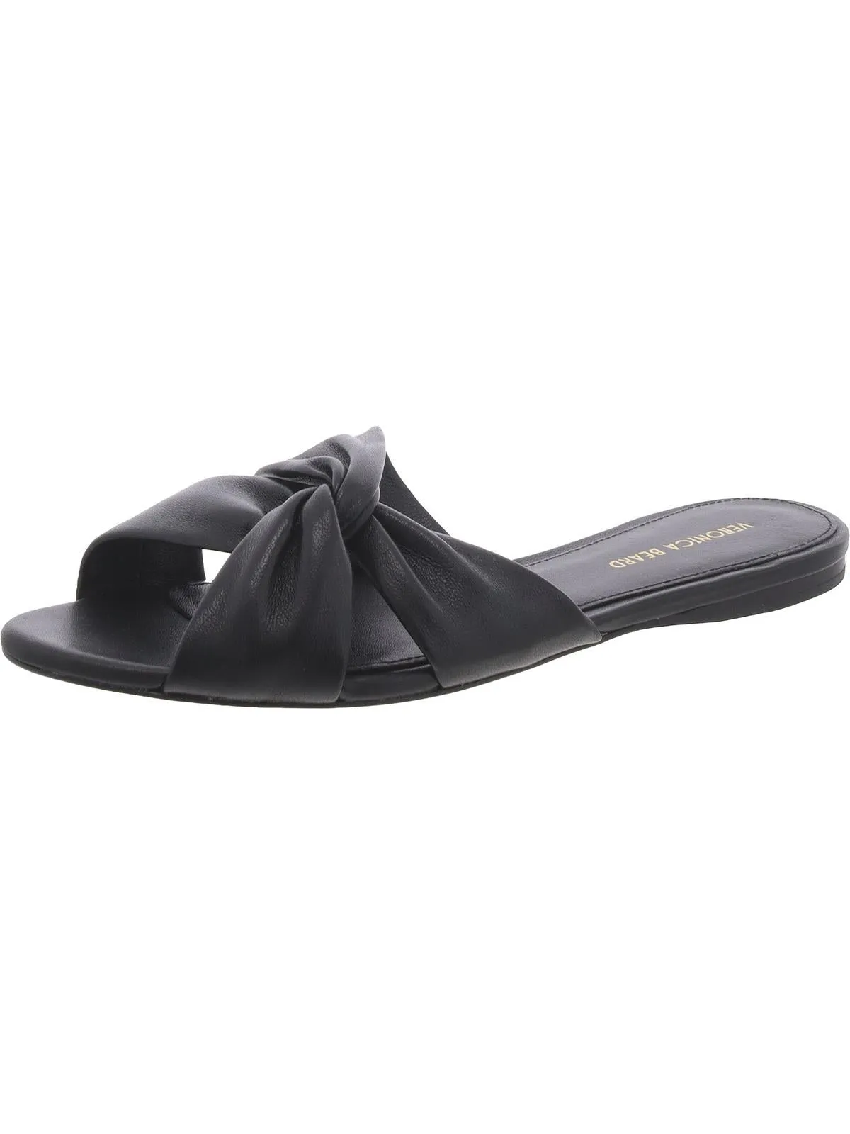 Womens Leather Flat Slide Sandals