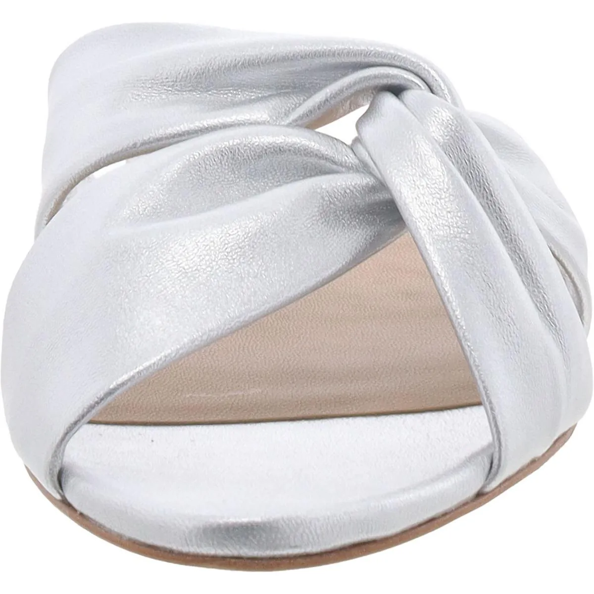 Womens Leather Flat Slide Sandals