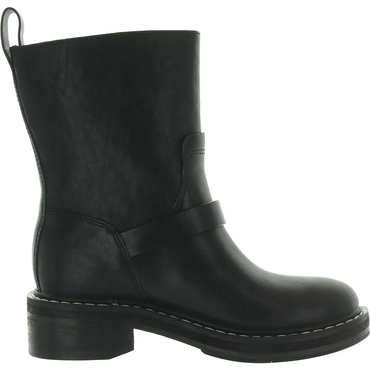 Womens Leather Pull On Motorcycle Boots