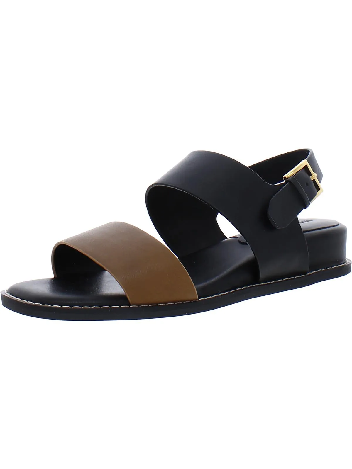 Womens Leather Square Toe Wedge Sandals