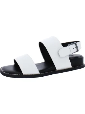 Womens Leather Square Toe Wedge Sandals