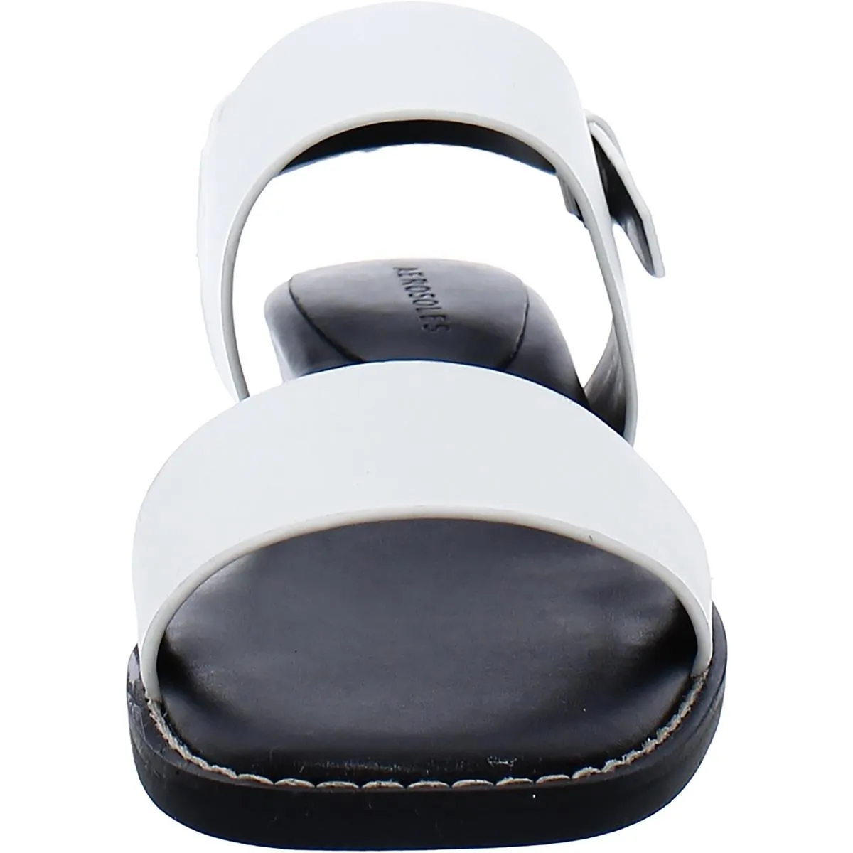 Womens Leather Square Toe Wedge Sandals