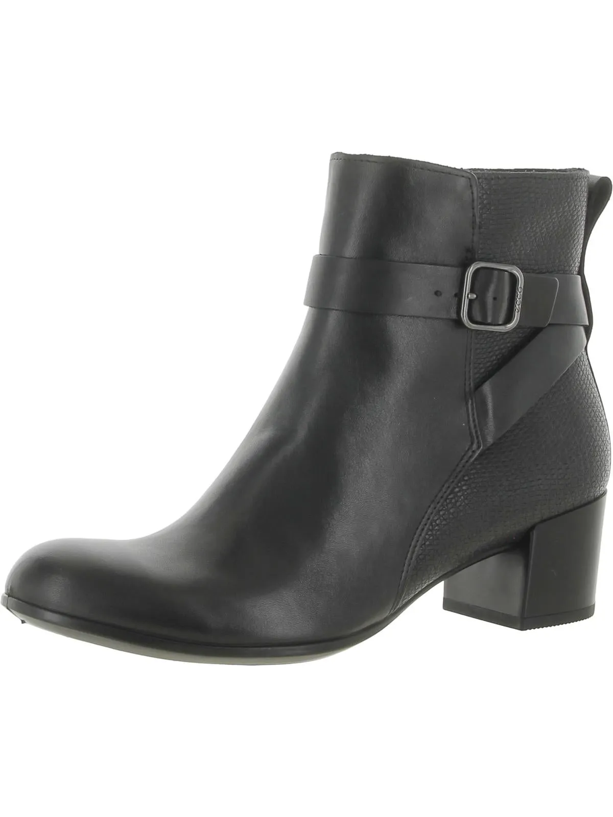 Womens Leather Textured Ankle Boots