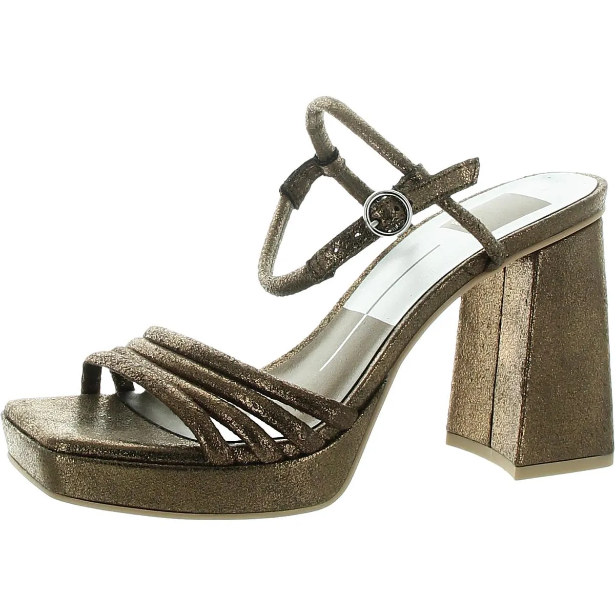 Womens Metallic Block Heels