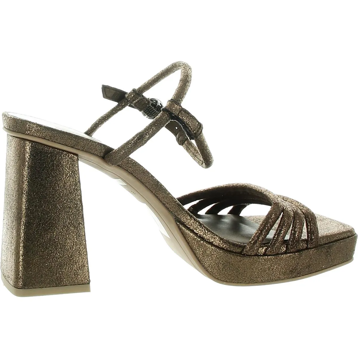 Womens Metallic Block Heels