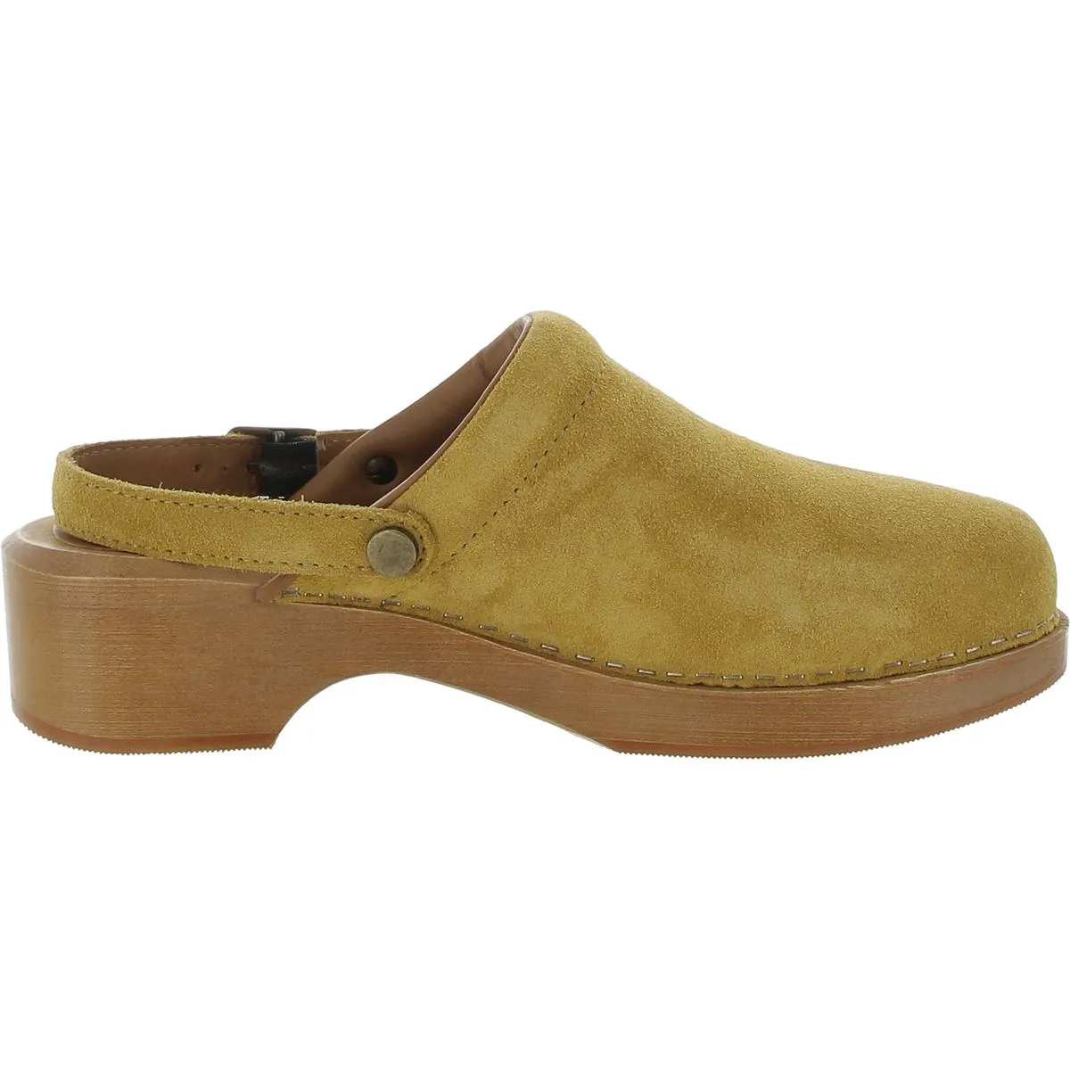 Womens Suede Buckle Clogs