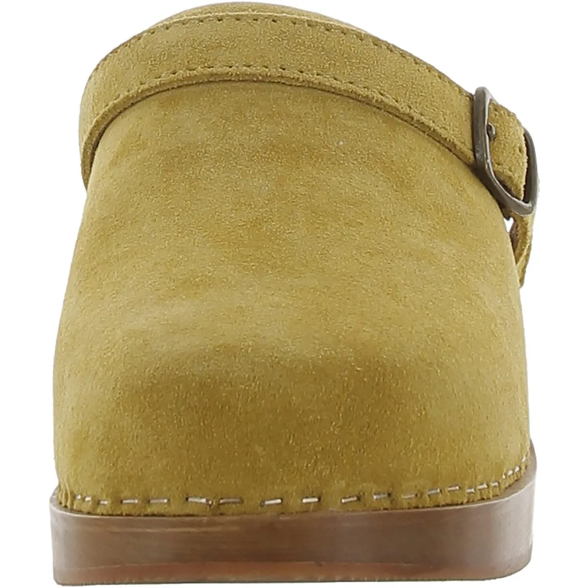Womens Suede Buckle Clogs