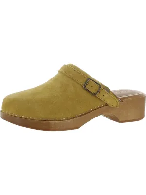 Womens Suede Buckle Clogs
