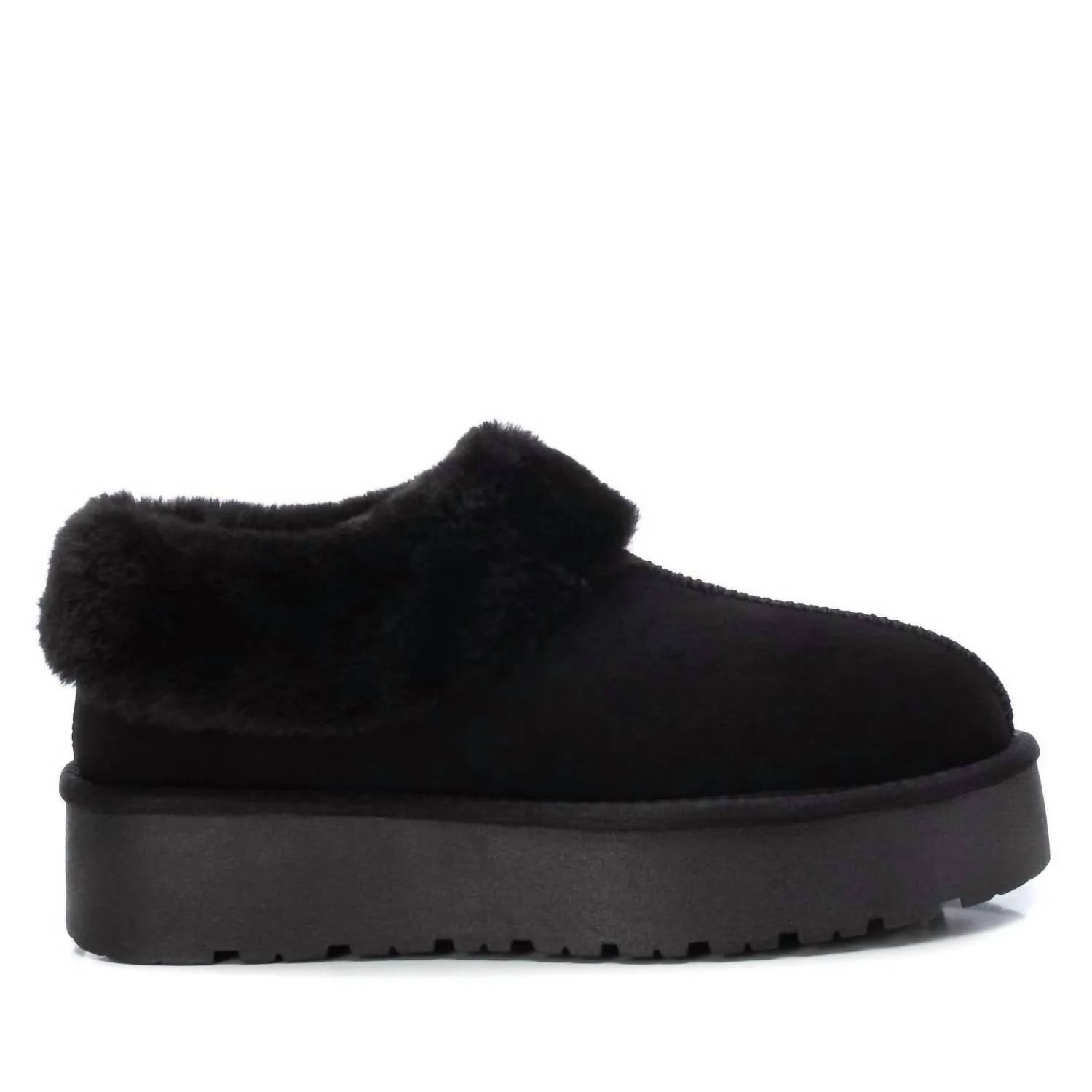 Women's Winter Suede Clogs In Black