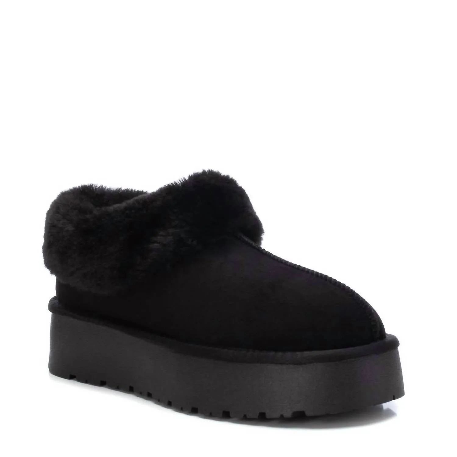 Women's Winter Suede Clogs In Black
