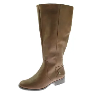 Xandy Womens Faux Leather Wide Calf Riding Boots