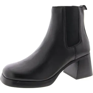 Zeke Womens Leather Block Heel Chelsea Boots
